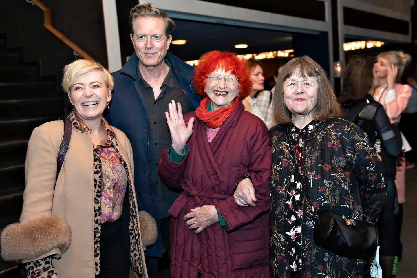 Jytte Abildstrøm med sønnen Peter Mygind, svigerdatter Lise Mühlhausen og veninden Daimi.