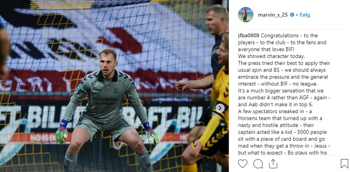 Jan Bech Andersens kommentar på Instagram.