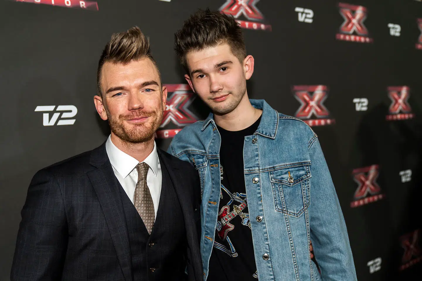 Patrick og Ankerstjerne, X Factor sæson 12, Liveshow 2, fredag den 8. marts 2019. Temaet i aftenes X factor er deltagernes fødselsår. (foto: Martin Sylvest/Ritzau Scanpix 2019)