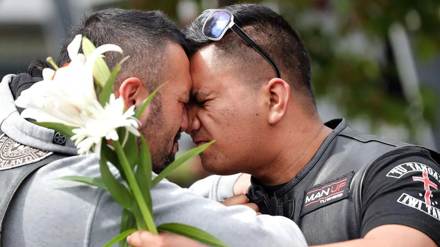 Sørgende ved Hagley College i New Zealand. 16. marts 2019.