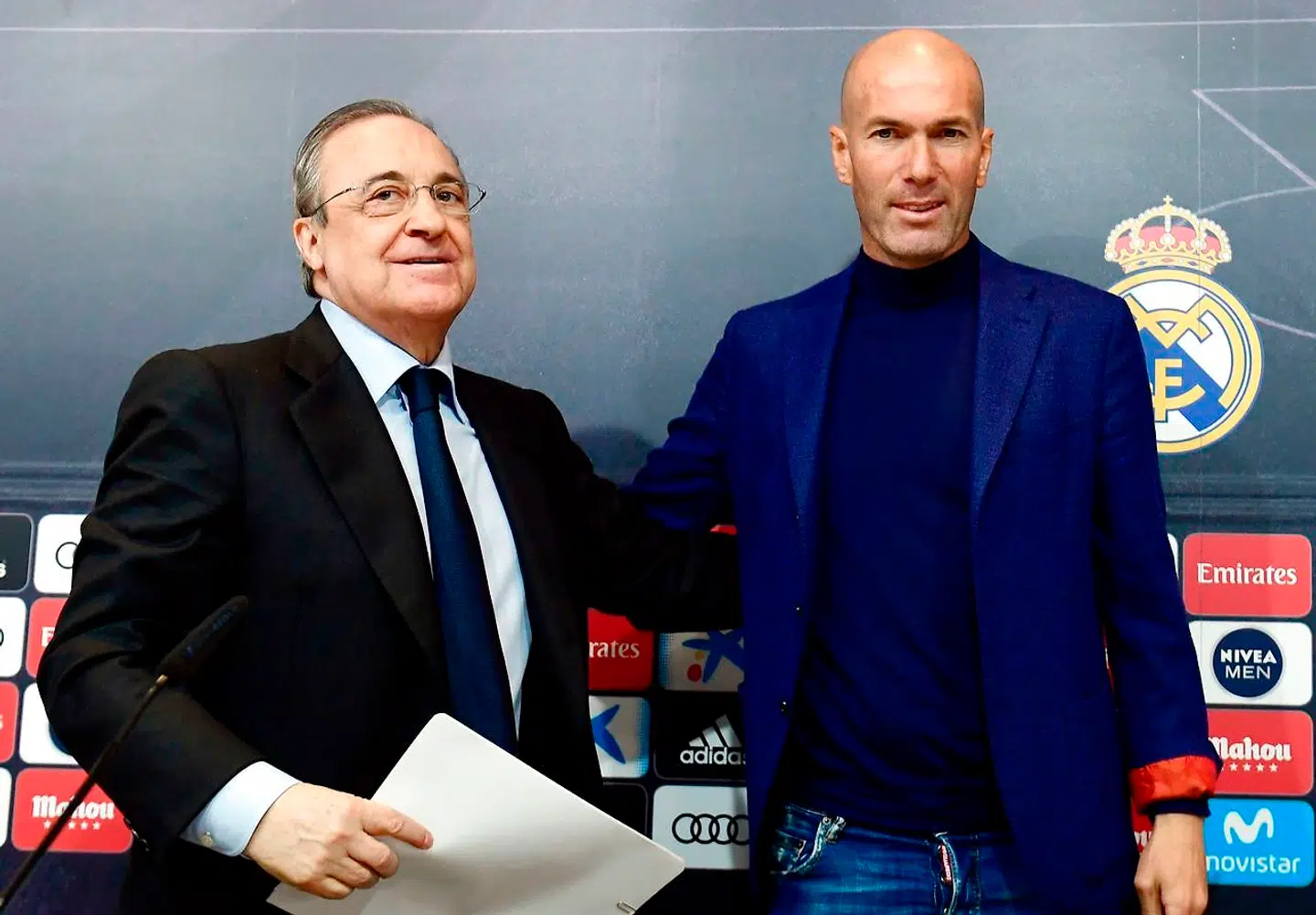 Real-præsident Florentino Perez og Zinedine Zidane.