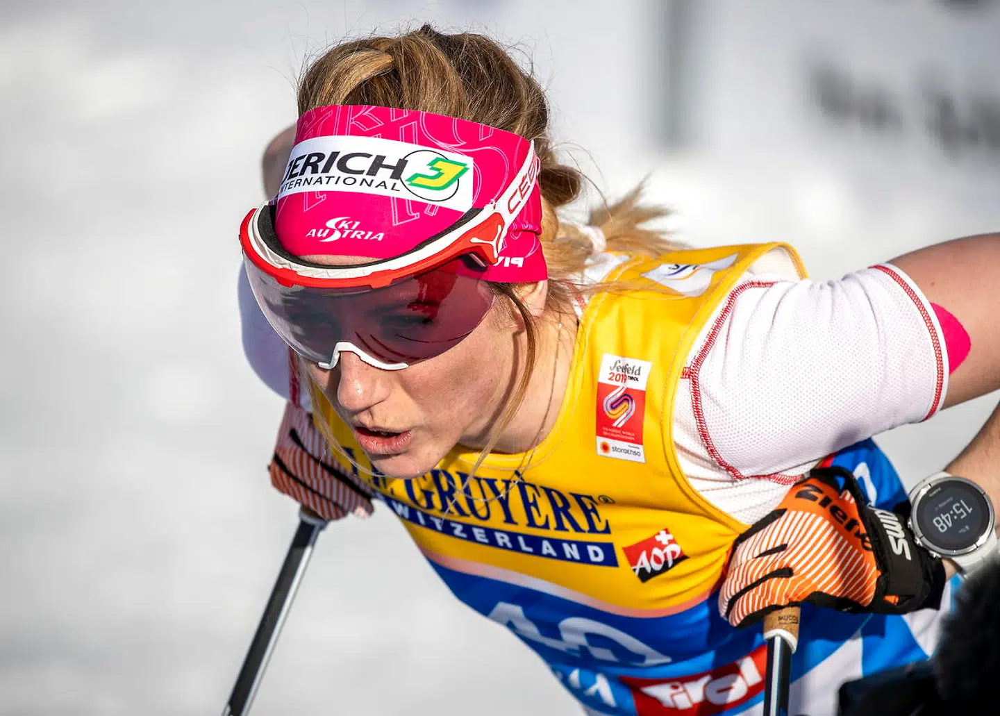 Teresa Stadlober under det igangværende VM i Nordiske Skidiscipliner