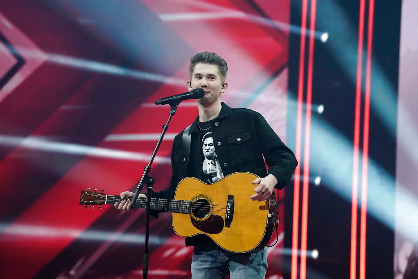 Sæsonens første liveshow i X Factor kører over skærmen, fredag den 1. marts 2019.. (Foto: Martin Sylvest/Ritzau Scanpix)