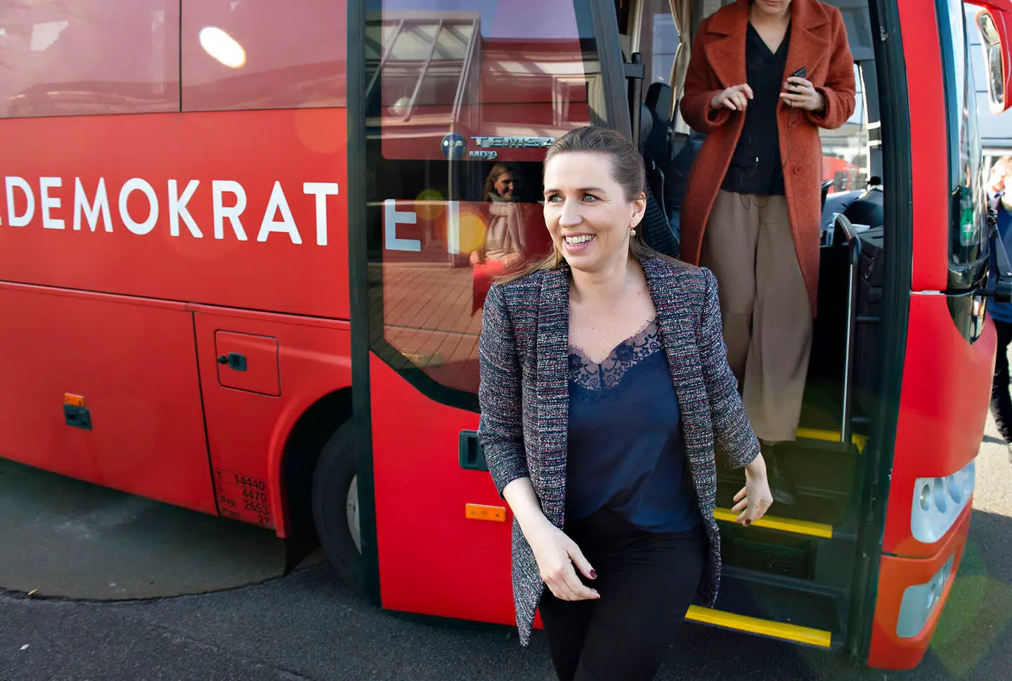 Partiformand Mette Frederiksen (S) var onsdag i Aalborg med sin kampagnebus.