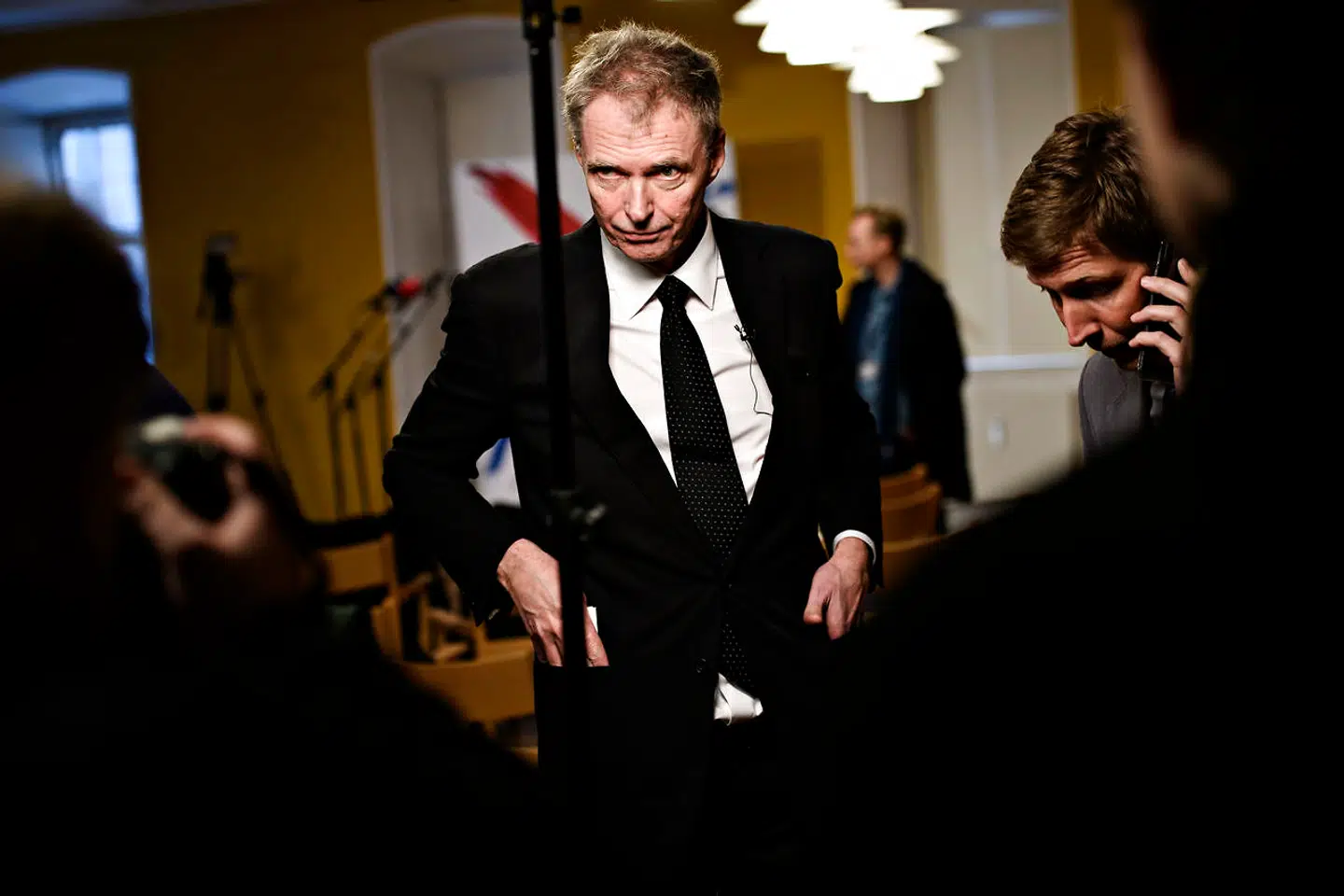Klaus Riskær Pedersen holder pressemøde i Vartov i København, tirsdag den 19. februar 2019. Hans parti, Partiet Klaus Riskær Pedersen har opnået det krævede antal stillere og er nu officielt godkendt af Økonomi- og Indenrigsministeriet til at stille op til folketingsvalg.
