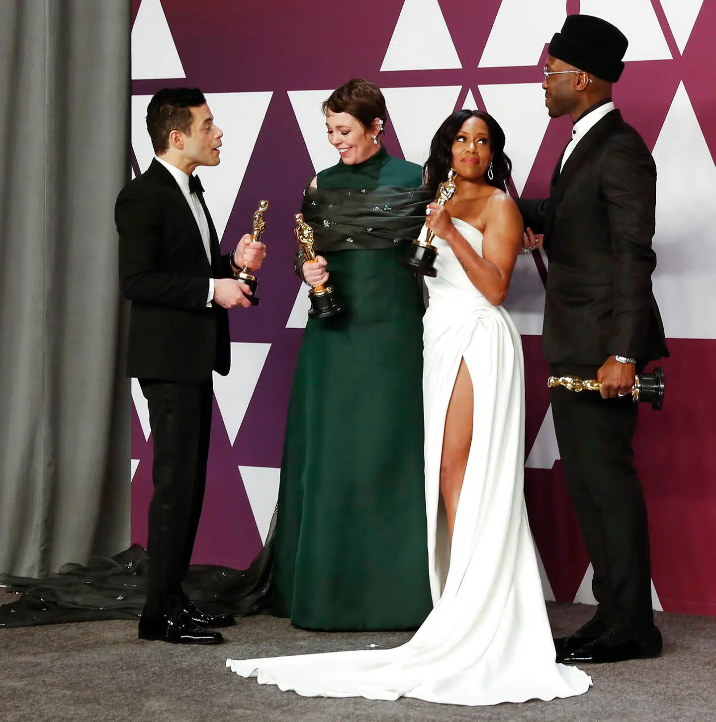 Her ses vinderne Rami Malek, Olivia Colman, Mahershala Ali og Regina King. EPA/ETIENNE LAURENT *** Local Caption *** 54174449 *** Local Caption *** 54174449