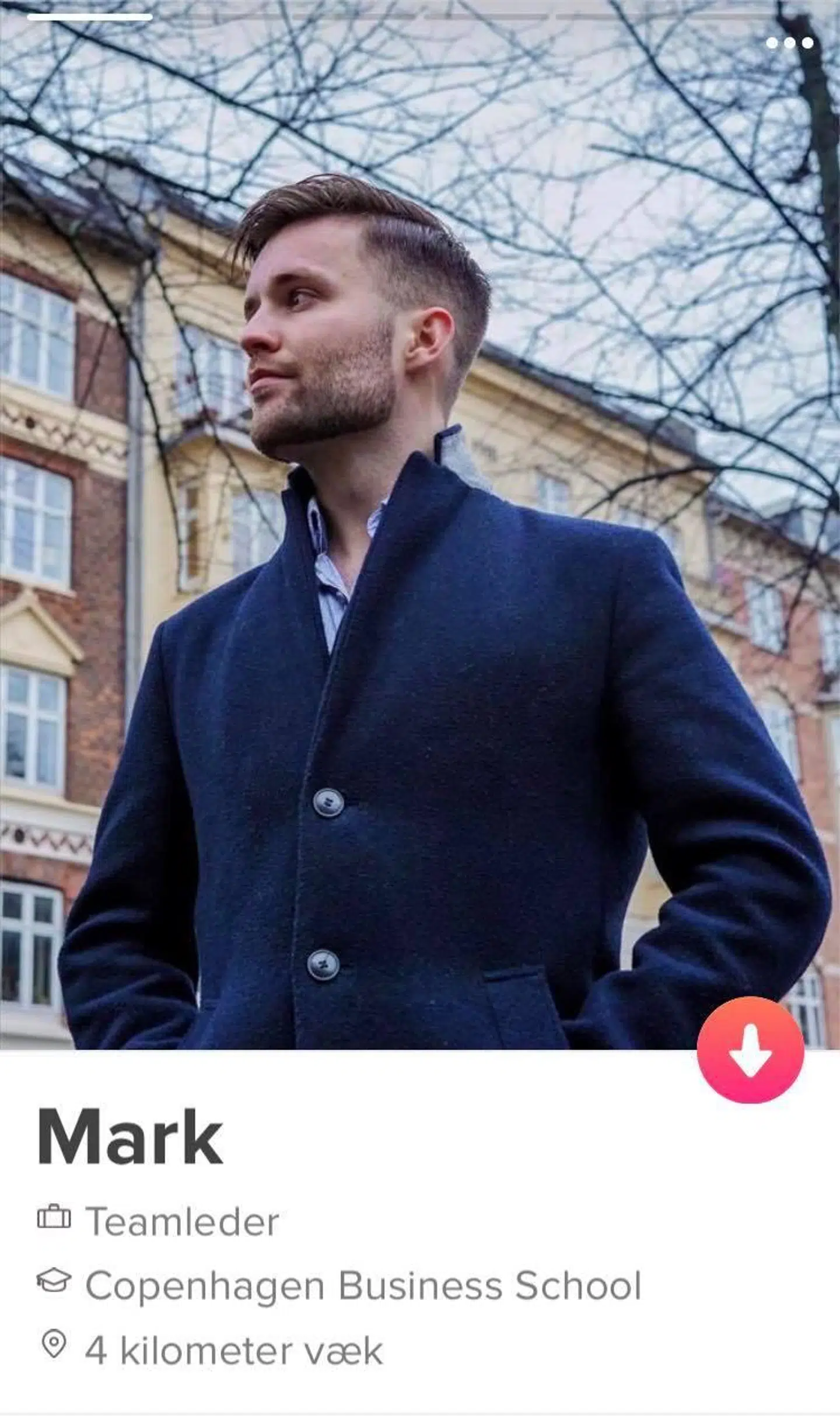 Fra Mark Thygesens Tinder-profil