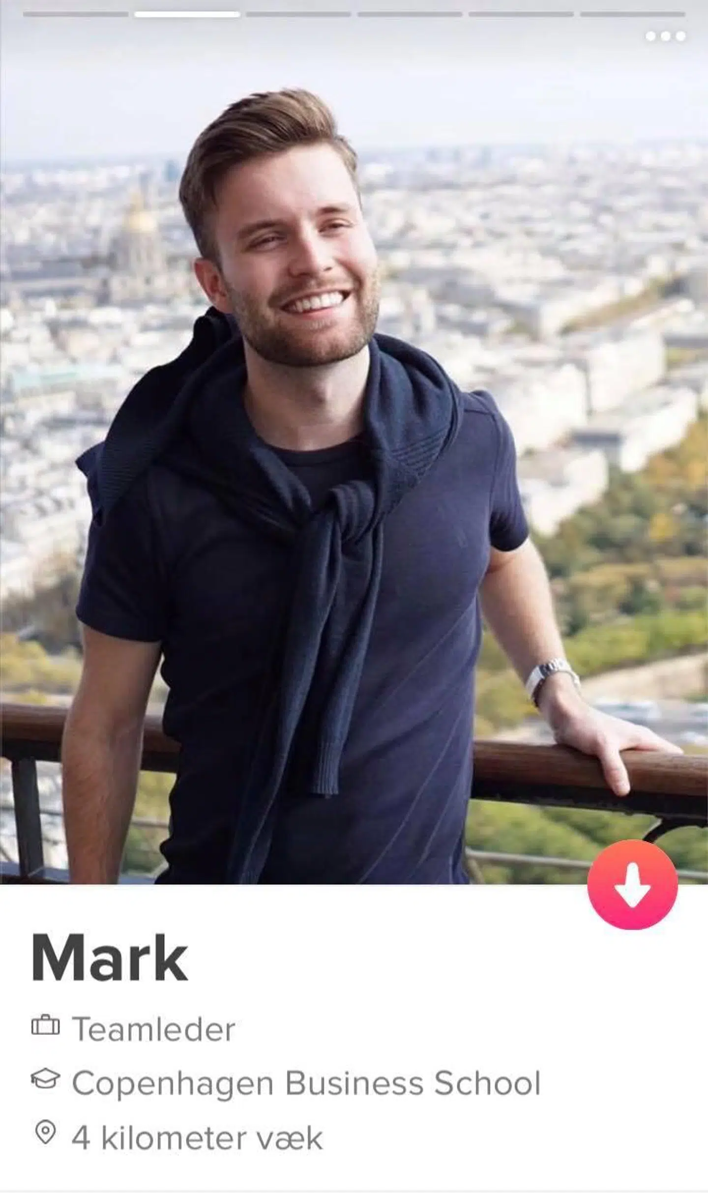 Fra Mark Thygesens Tinder-profil