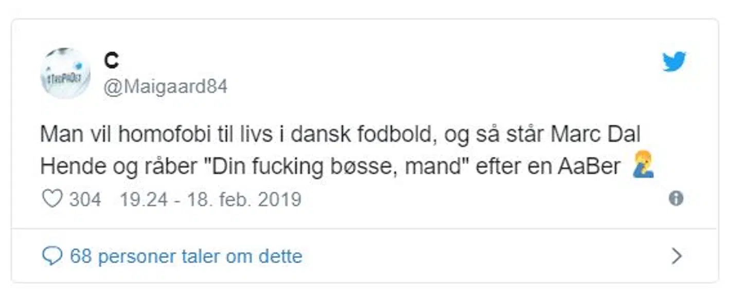 Christian Maigaards tweet fra mandag aften