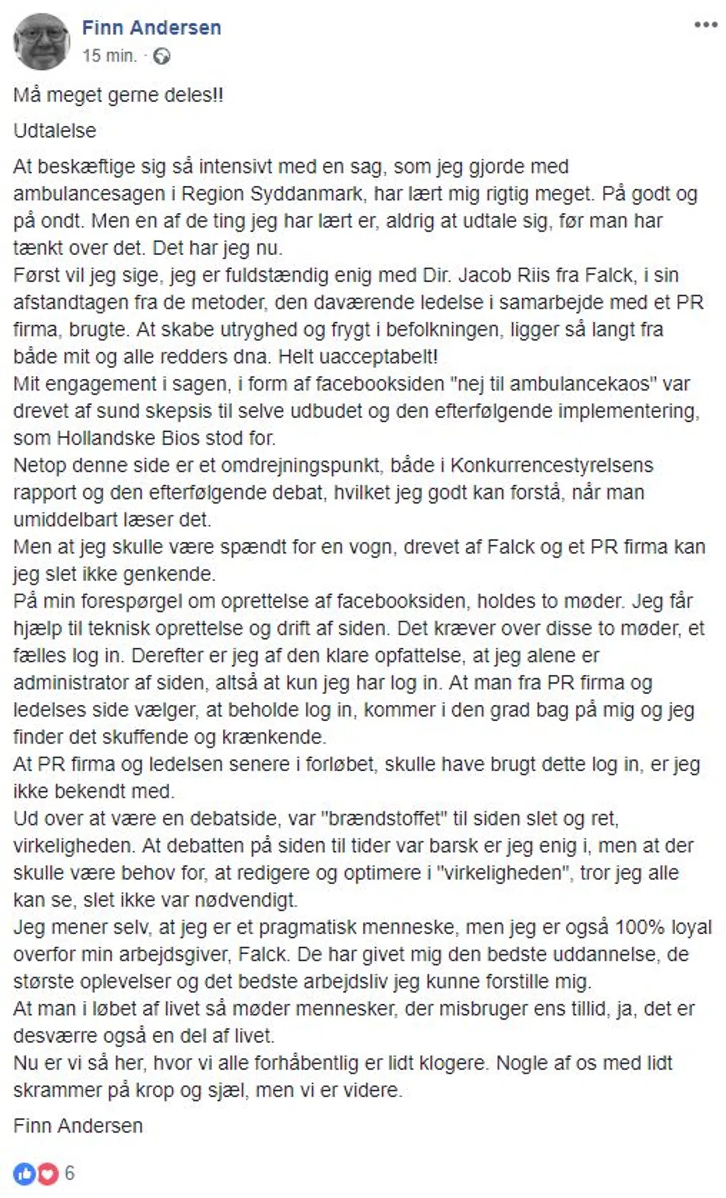 Finn Andersen på Facebook.