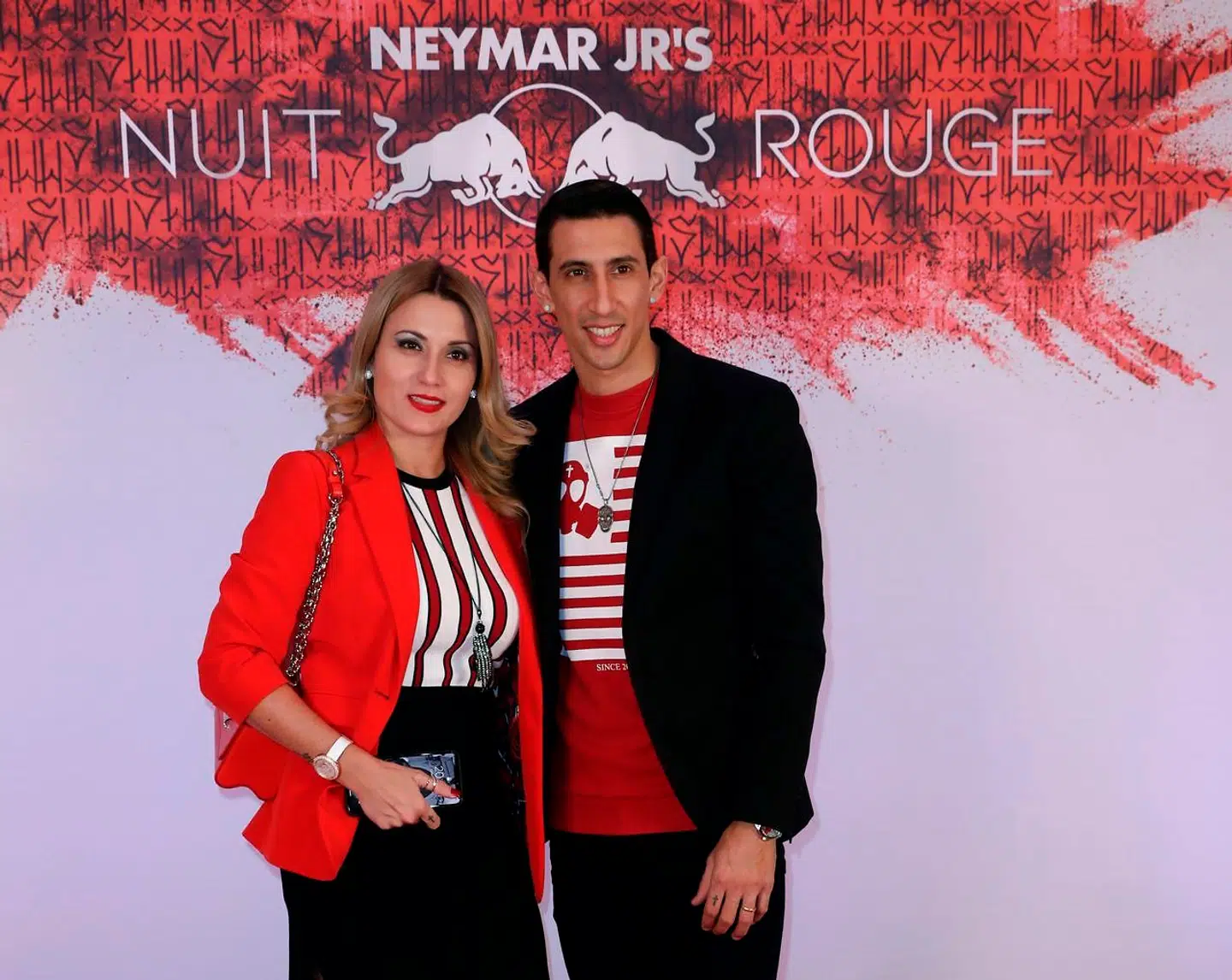 Holdkammeraten Angel Di Maria og frue.