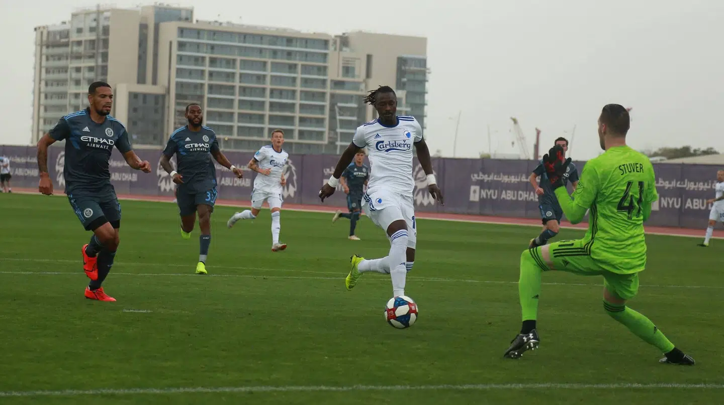 Dame N'Doye i aktion for FCK i dagens træningskamp. (Foto: FCK.dk)