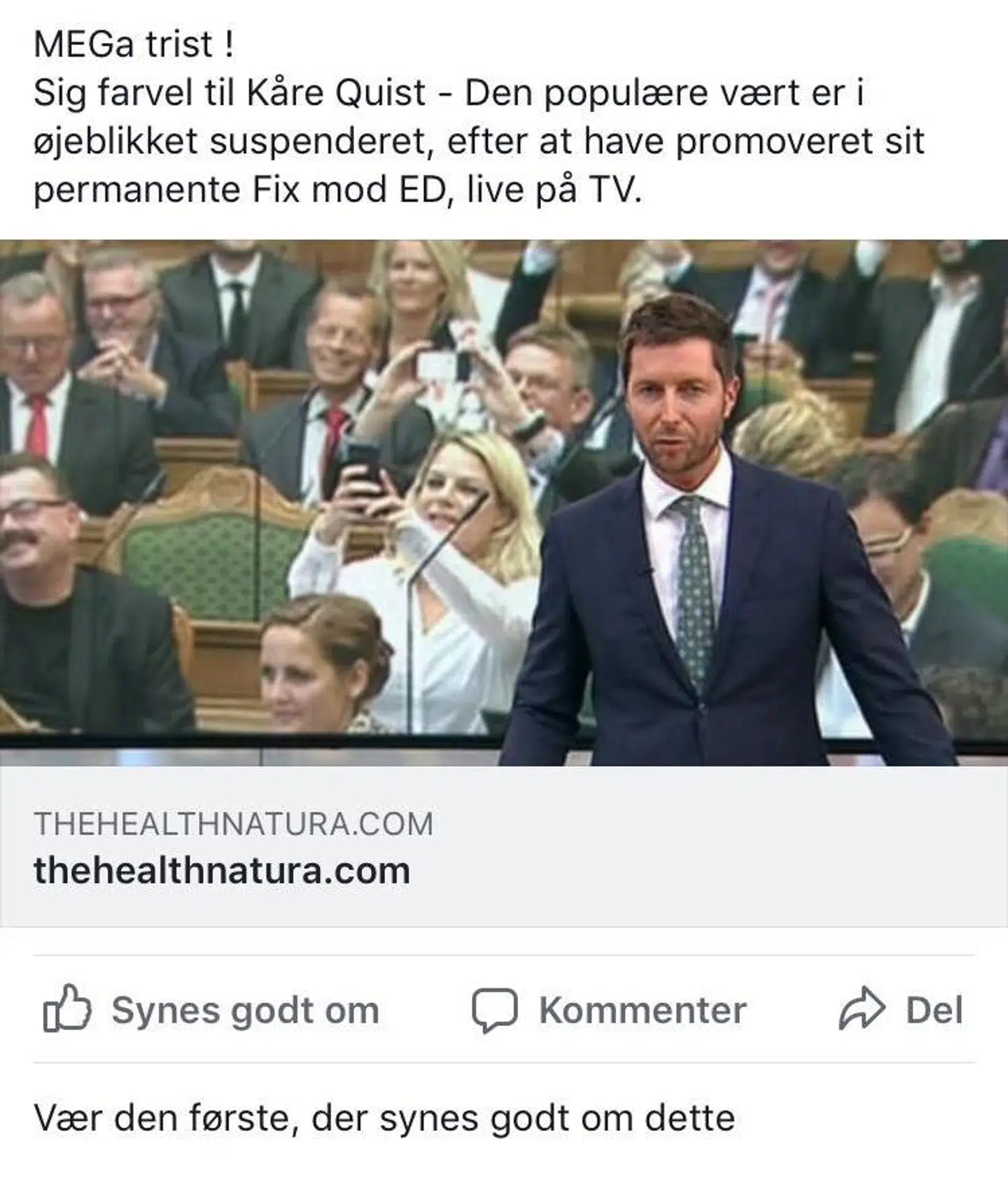 Screendump af den falske annonce. Foto: Facebook.