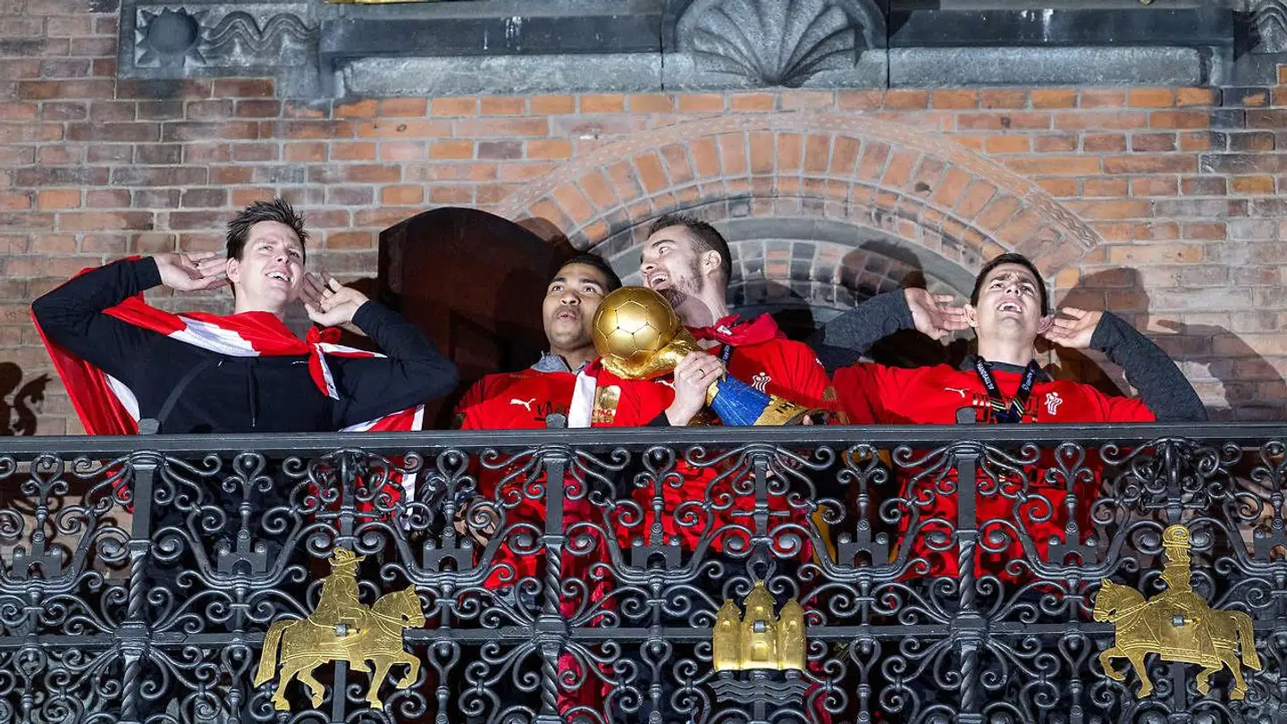 Det danske herrelandshold der vandt guld i VM i håndbold hyldes på Københavns Rådhusplads, mandag den 28. januar 2019. (Foto: Bax Lindhardt/ Scanpix 2019)