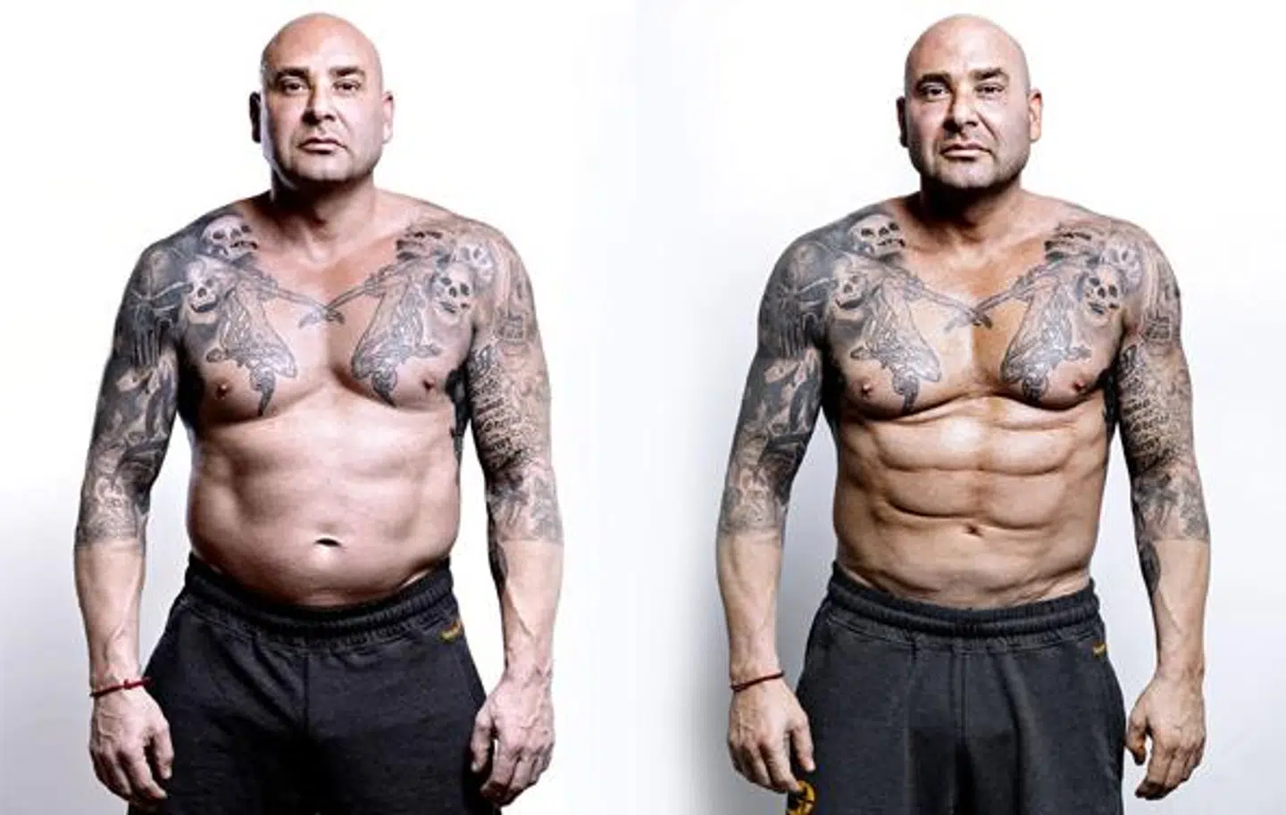 Før- og efterbillede af Kim Novaa. Foto: Bax Lindhardt.