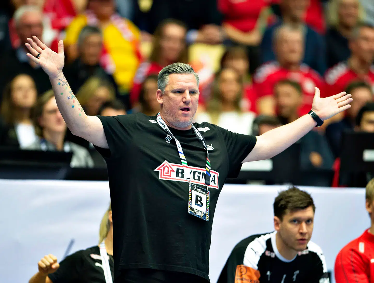 Coach Nikolaj Jacobsen of Denmark during the men's IHF Handball World Championship Group C match between Denmark and Saudi Arabia in Herning, Denmark, on Monday, Jan 14, 2019.. (Foto: Henning Bagger/Ritzau Scanpix)