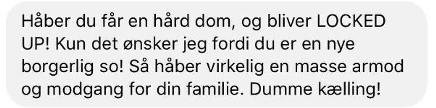 Her er en af de beskeder, som Rikke har modtaget.