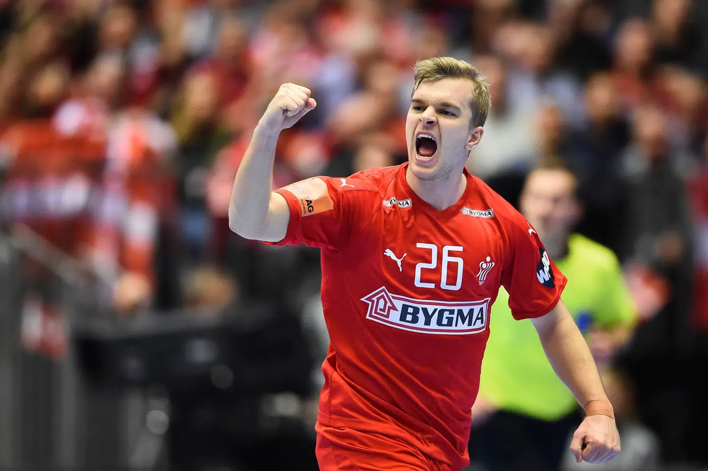 Johan Hansen har fået spilletid i fire af Danmarks fem gruppekampe ved VM. Han har scoret 9 gange på 16 forsøg i de kampe og har dermed en scoringsprocent på 56. Jonathan Nackstrand/Ritzau Scanpix