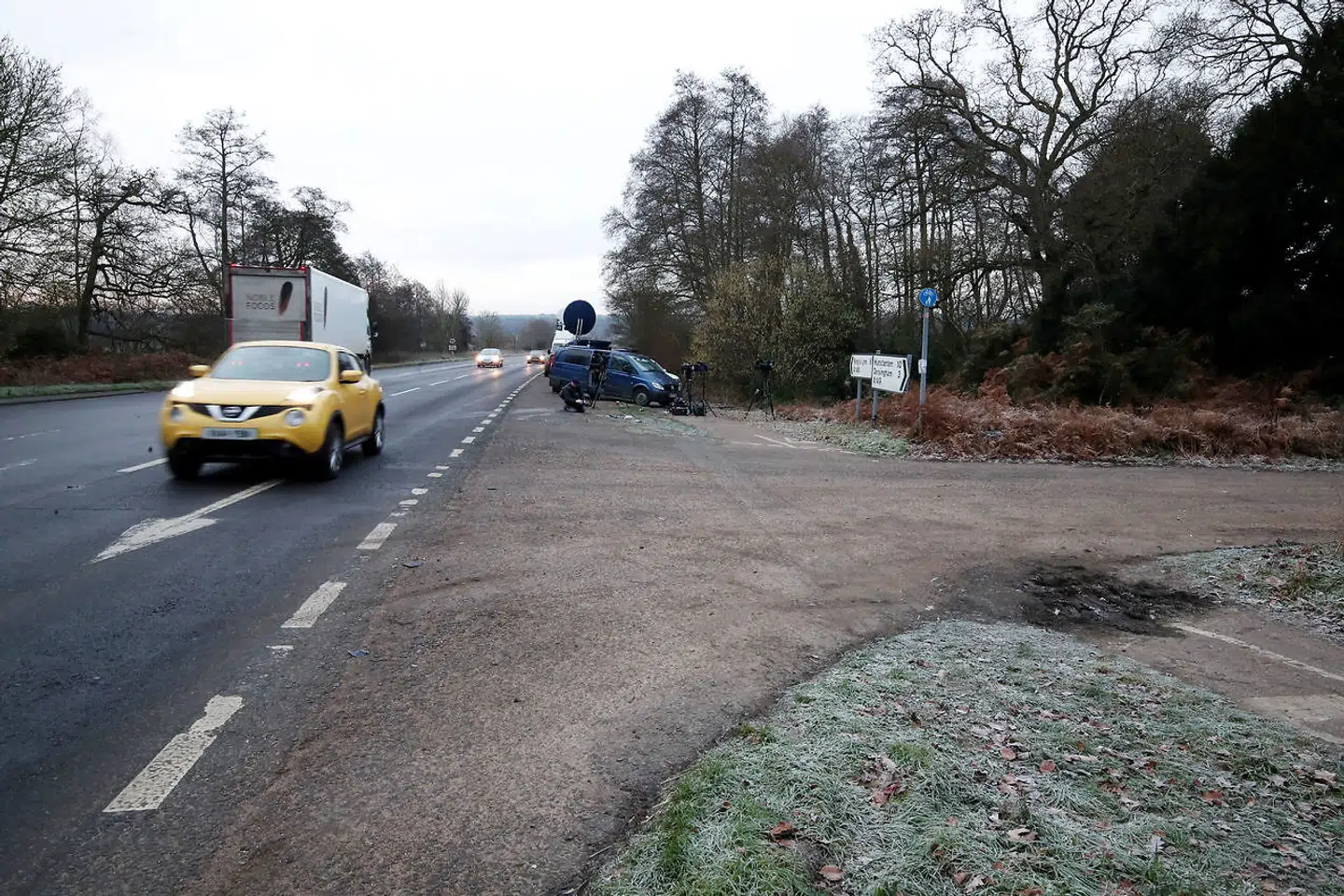 Ulykkesstedet tæt på Sandringham i det østlige England.