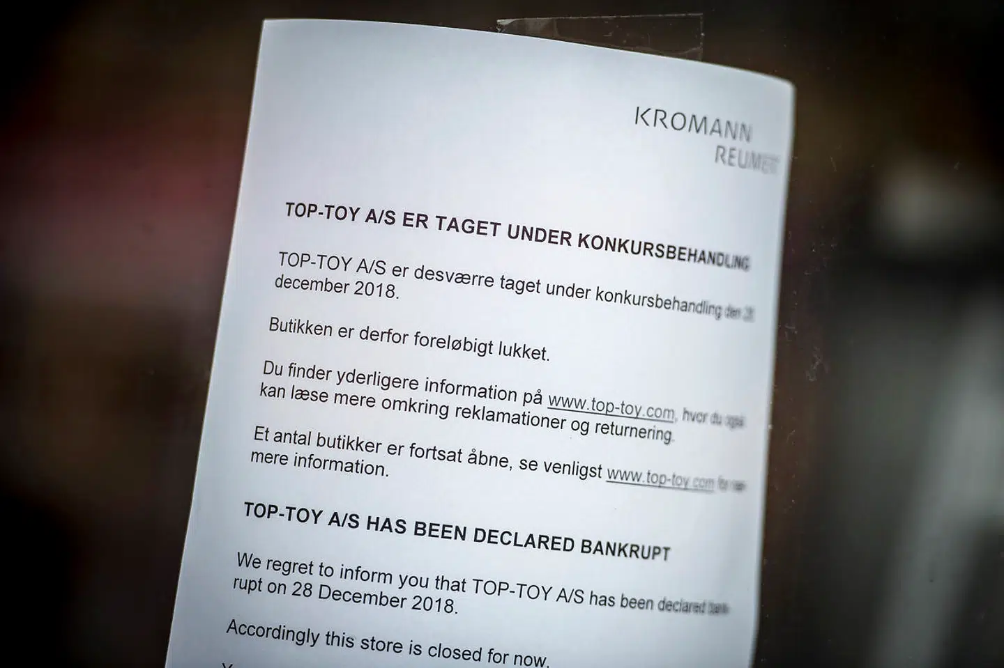 Lukket Fætter BR-butik i Svendborg, lørdag den 29. december 2018.