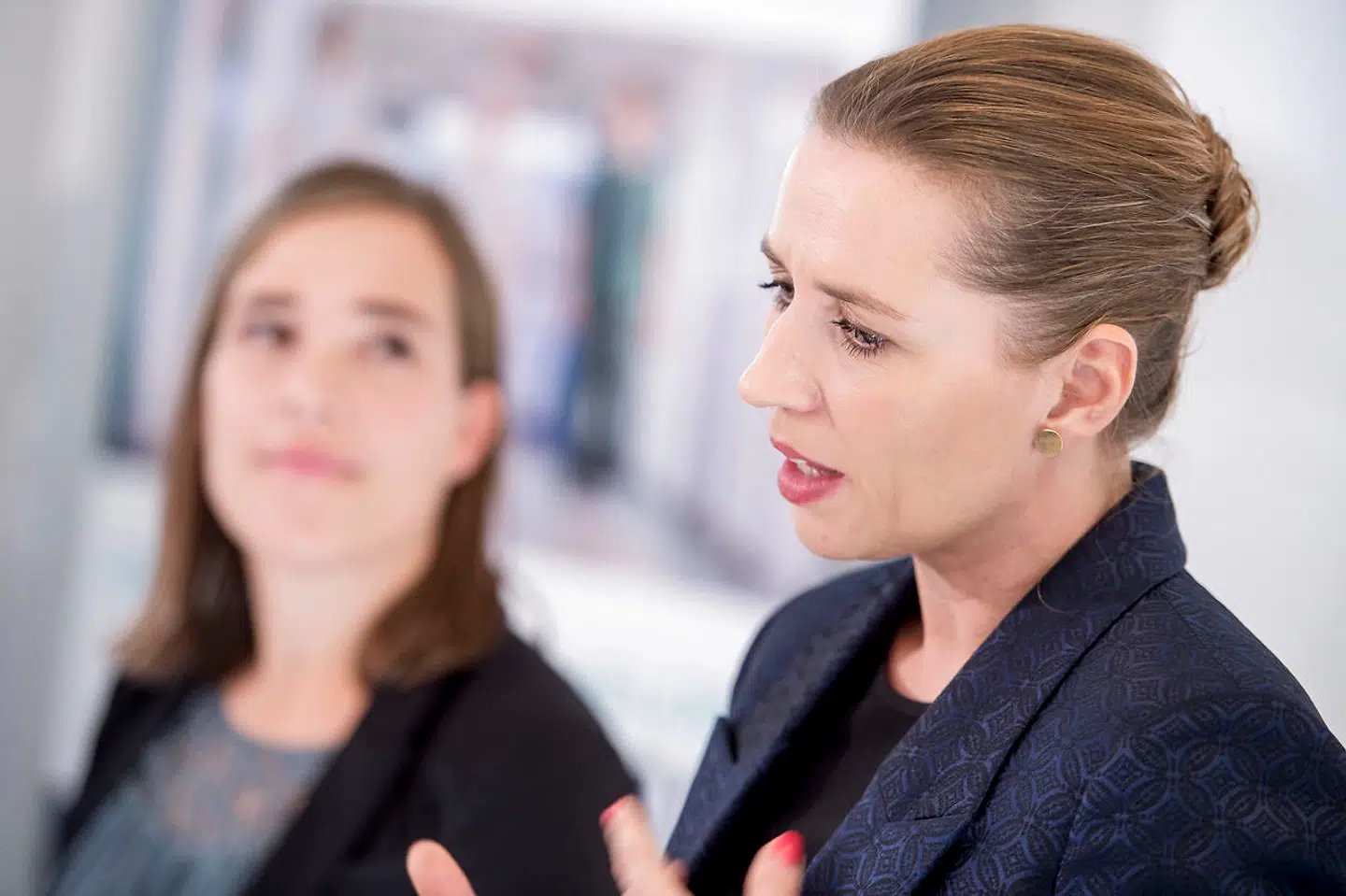 Mette Frederiksen præsenterer Socialdemokratiets nye sundhedsudspil ved Diakonissestiftelsen, sygeplejerskeuddannelsen på Frederiksberg, fredag den 12. oktober 2018.. (Foto: Mads Claus Rasmussen/Ritzau Scanpix)