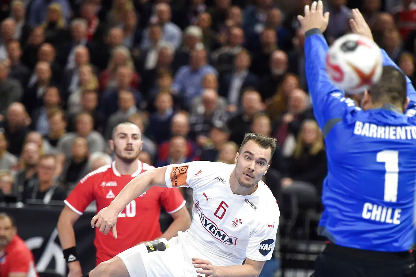 Denmark vs. Chile. World Cup Group C Handball match at Royal Arena in Copenhagen, Denmark, Thursday january 10th. 2019.