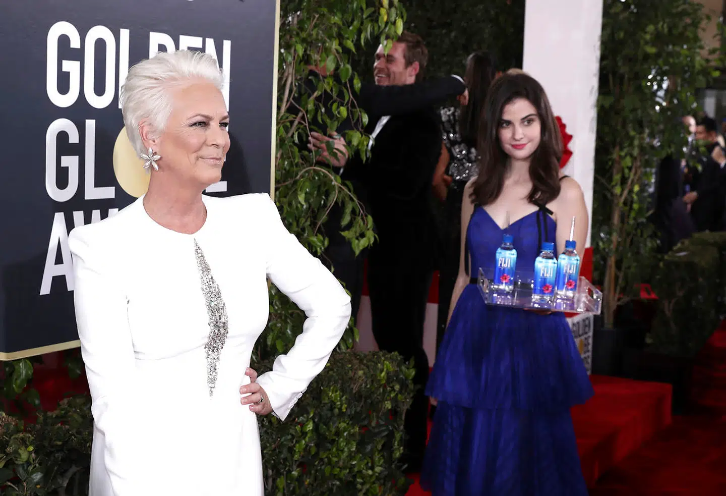 IMAGE DISTRIBUTED FOR FIJI WATER - Jamie Lee Curtis at the 76th annual Golden GlobeÆ Awards with FIJI Water on Sunday, Jan. 6, 2019 in Beverly Hills, Calif. (Photo by Matt Sayles/Invision for FIJI Water/AP Images)