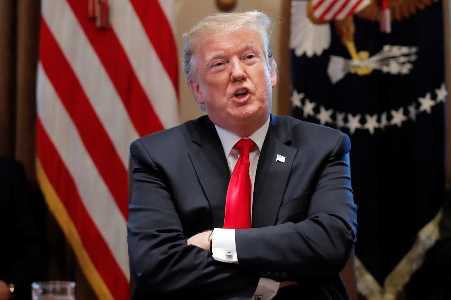 USA's præsident, Donald Trump, under onsdagens regeringsmøde, som bliver holdt kort tid inden, at Trump mødes med Kongressens ledere for at tale om budgetaftale, grænsesikkerhed og ikke mindst den omstridte grænsemur, som Trump insisterer på at få 5,6 milliarder dollar til. Jim Young/Reuters