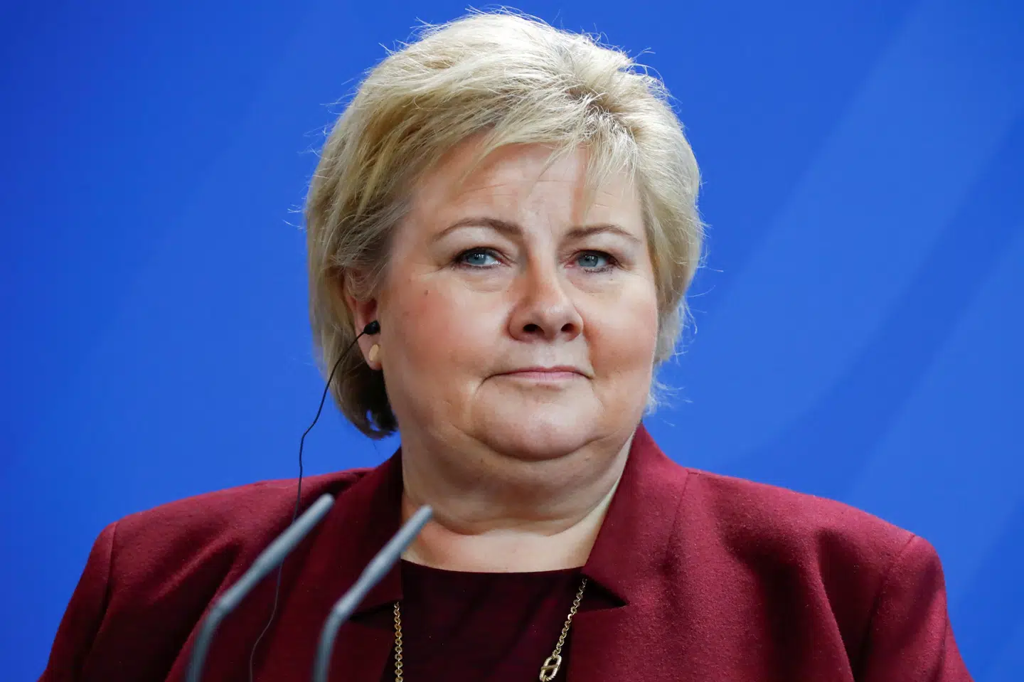 Erna Solberg opfordrer nordmændene til at få flere børn og få dem tidligere. (Arkiv) Fabrizio Bensch/Reuters