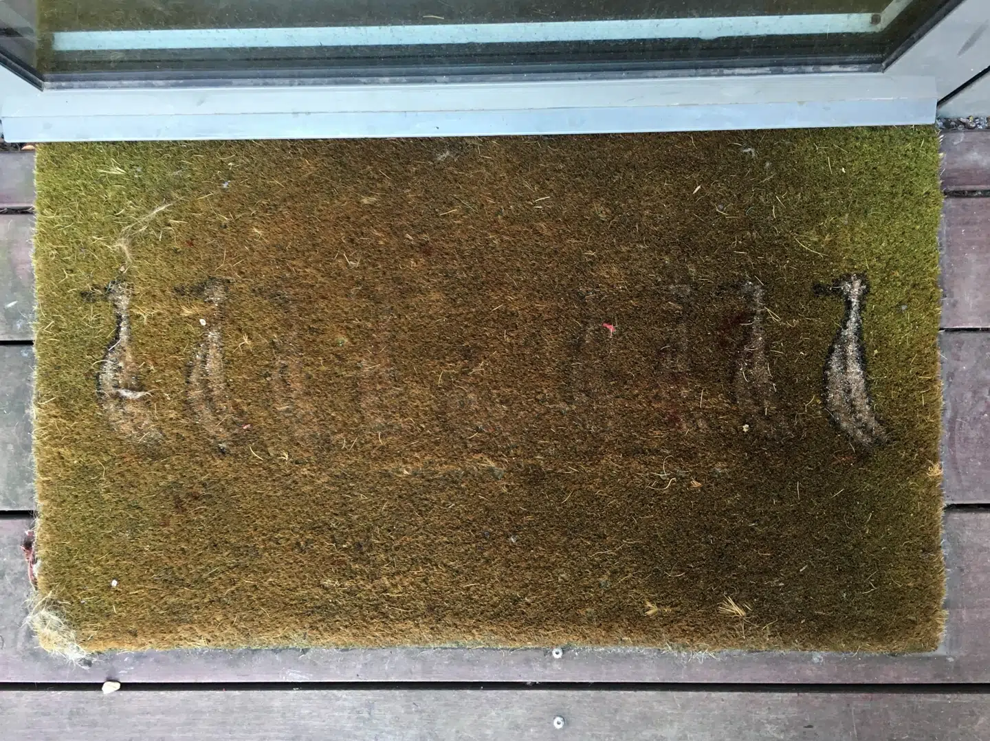 Der er tydelig spor fra blod på dørmåtten foran Nicki Billes hjem.