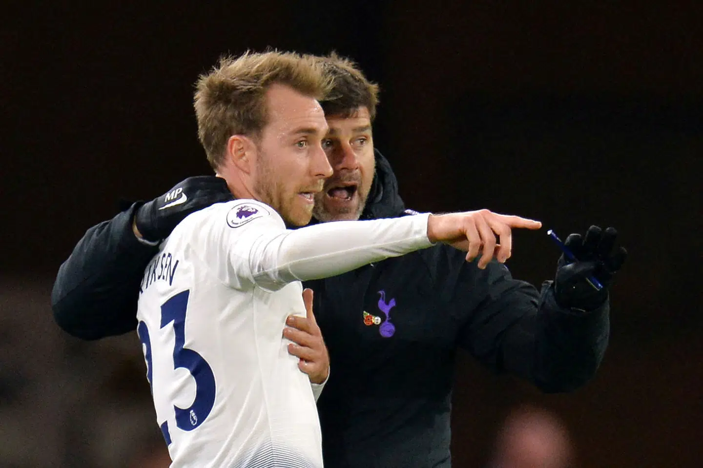 Christian Eriksen med Tottenham-manager, Mauricio Pochettino.