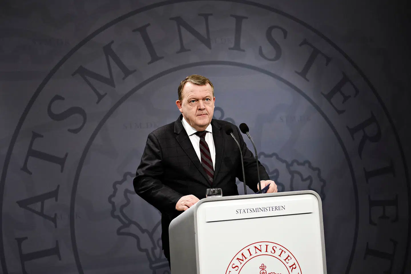 Statsminister Lars Løkke Rasmussen udtaler sig om drabene i Marokko, i Spejlsalen i Statsministeriet, torsdag morgen den 20. december 2018. Foto: Philip Davali