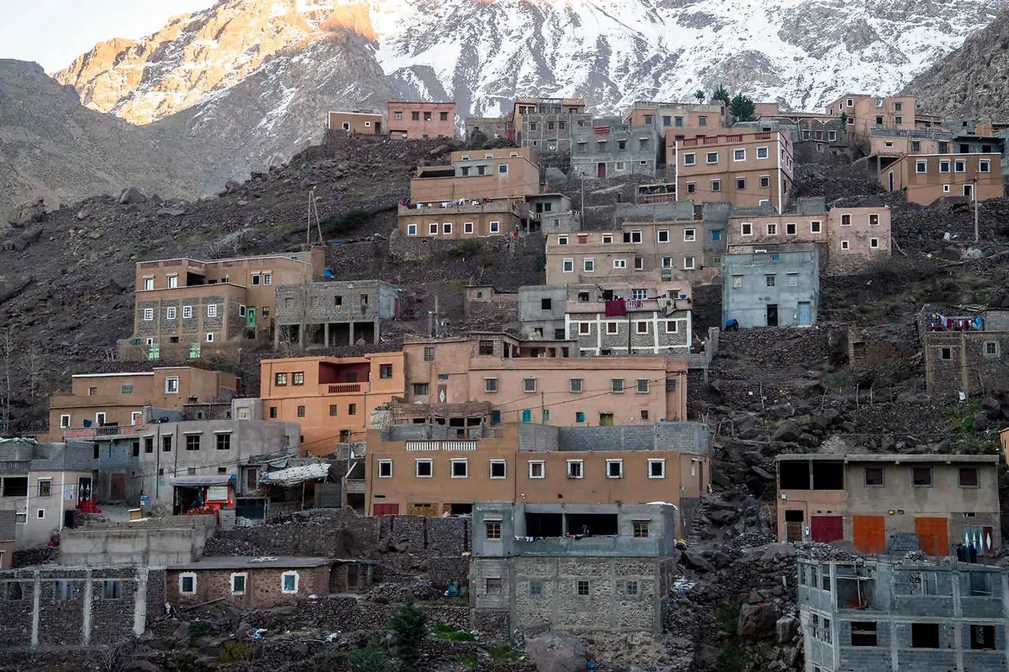 A picture taken on December 18, 2018 shows the tourist village of Imlil in the High Atlas range. - Moroccan authorities arrested a suspect over the murder of two Scandinavian women in the High Atlas mountains, a popular trekking destination for tourists. The bodies were discovered in an isolated mountainous area 10 kilometres (six miles) from the tourist village of Imlil in the High Atlas range, near the Chamharouche shrine. (Photo by FADEL SENNA / AFP)