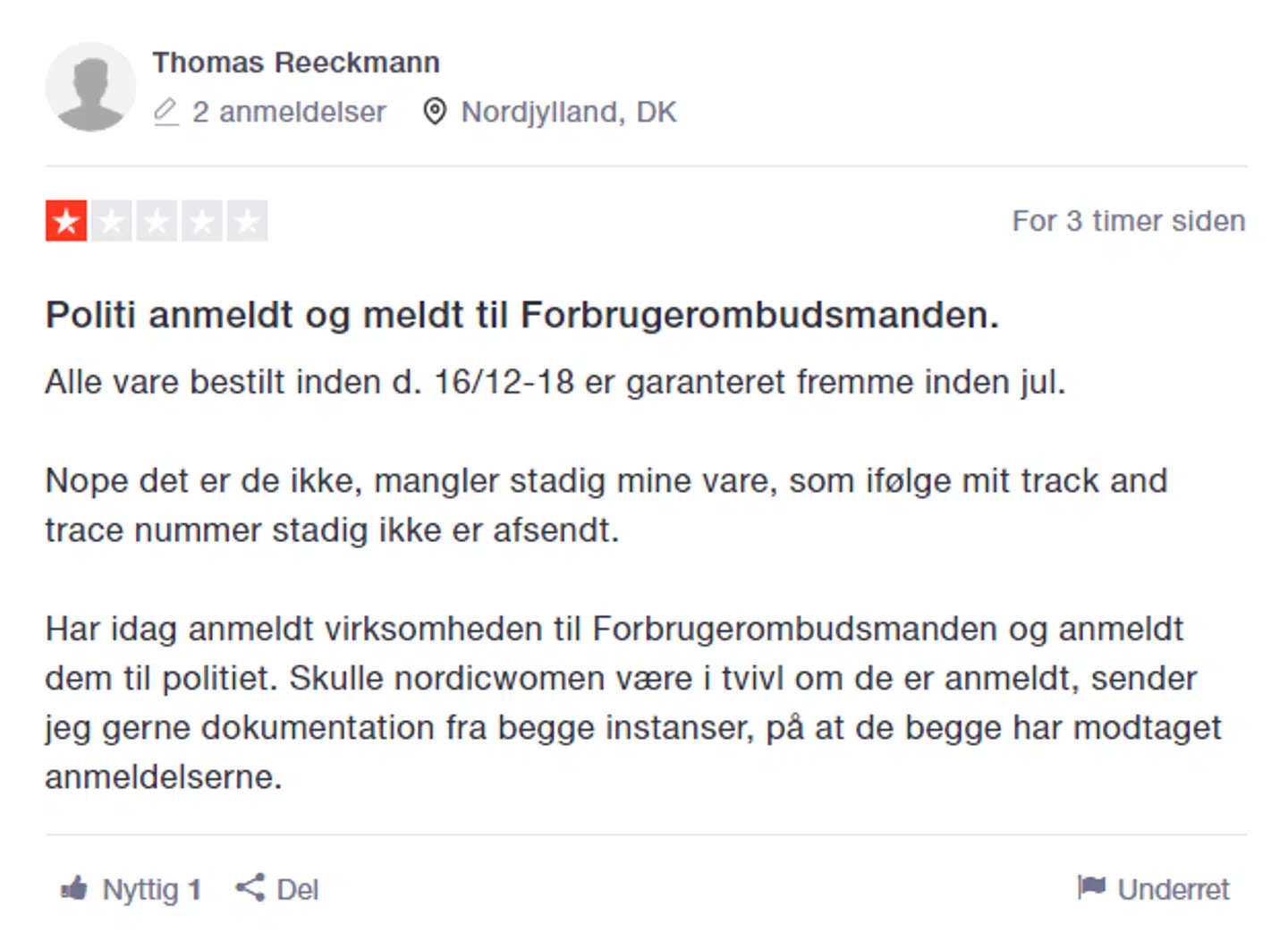 Rasende kunder revser Nordicwoman på Trustpilot.