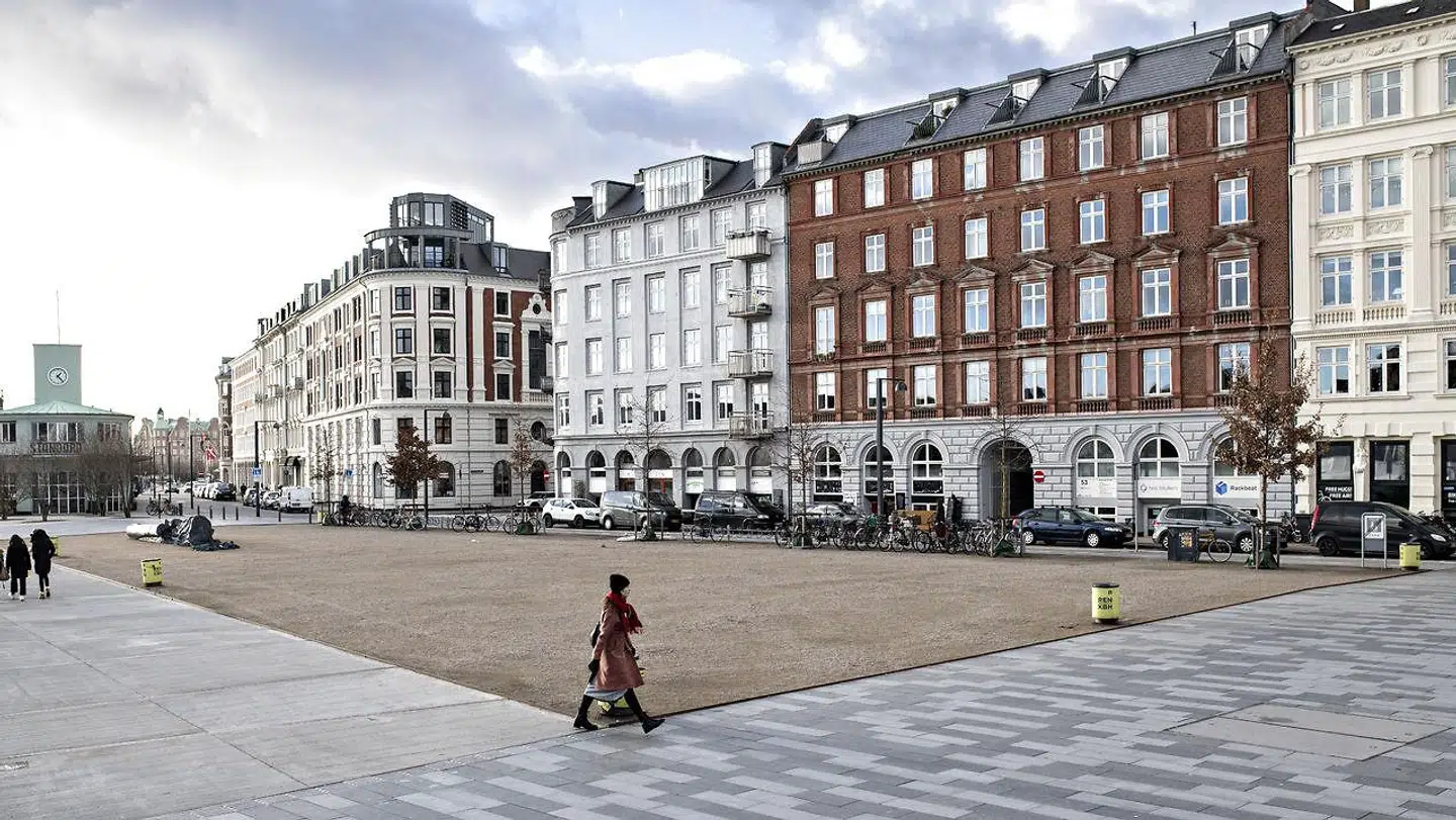 Området, som Copenhagen Bicycles ansøger om at leje på pladsen, er den lille firkant til højre i billedet. Tæt på dér, hvor bilerne står parkeret, og dermed længst væk fra vandet.