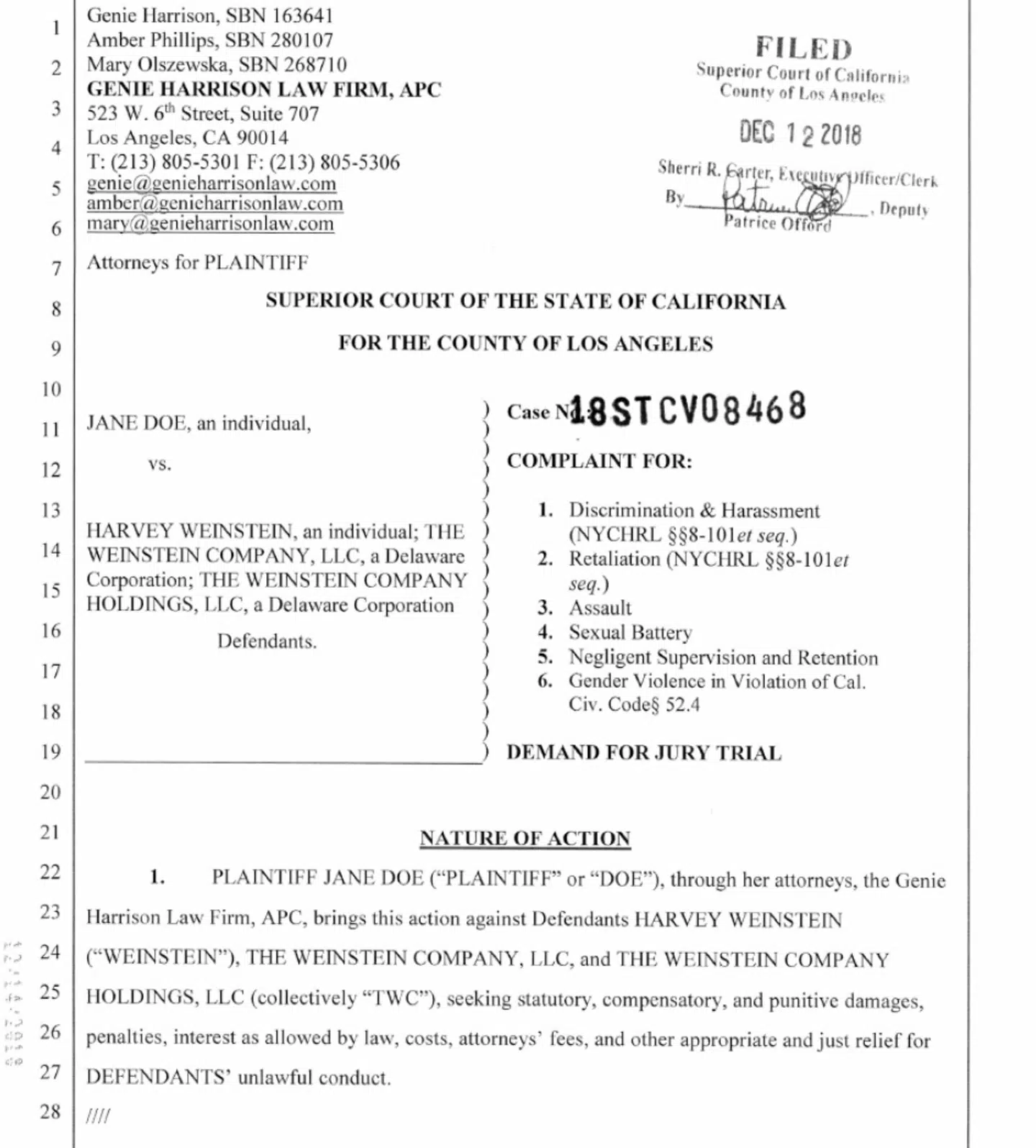 I et nyt anklageskrift beskyldes Harvey Weinstein blandt andet for at have tiltvunget sig oralsex.