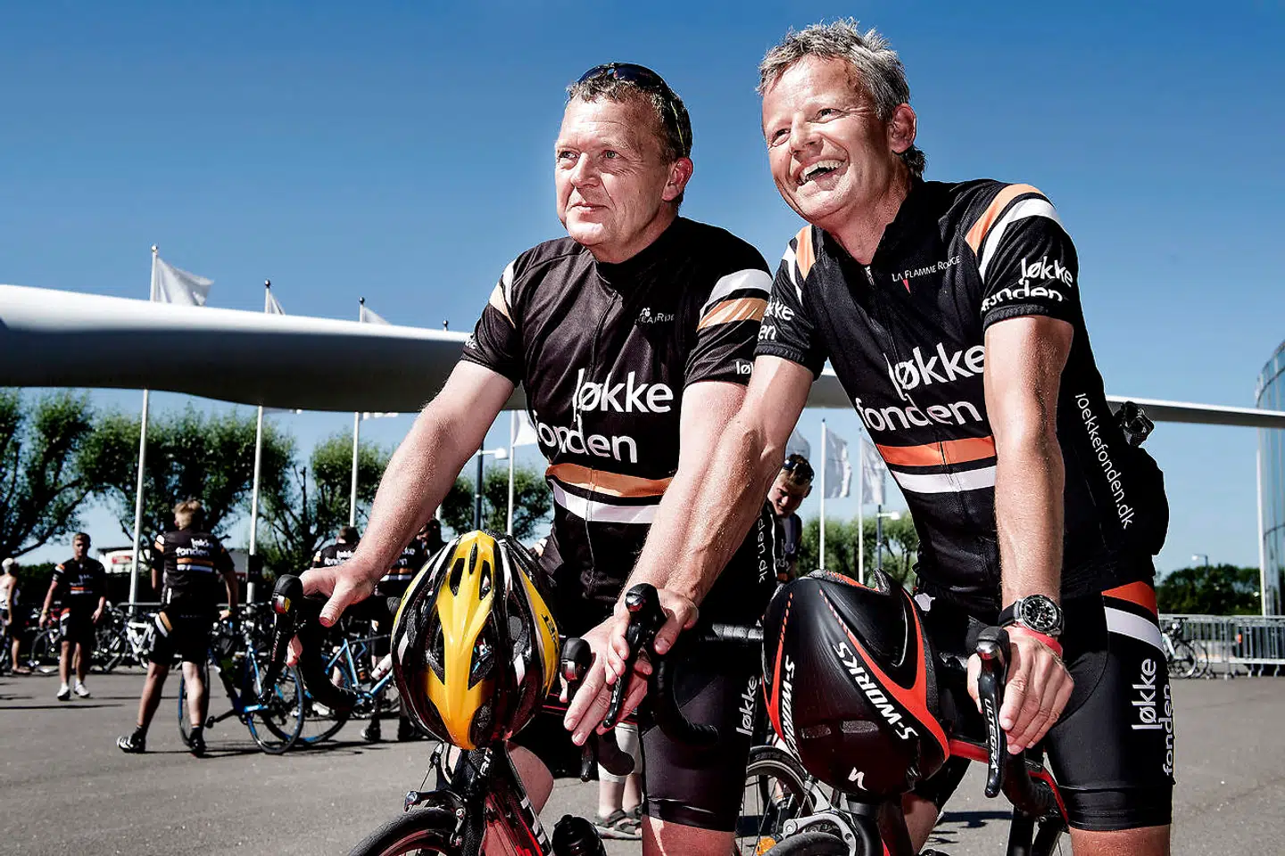 Lars Løkke Rasmussen sammen med et bestyrelsesmedlem i Løkkefonden, Bubber.