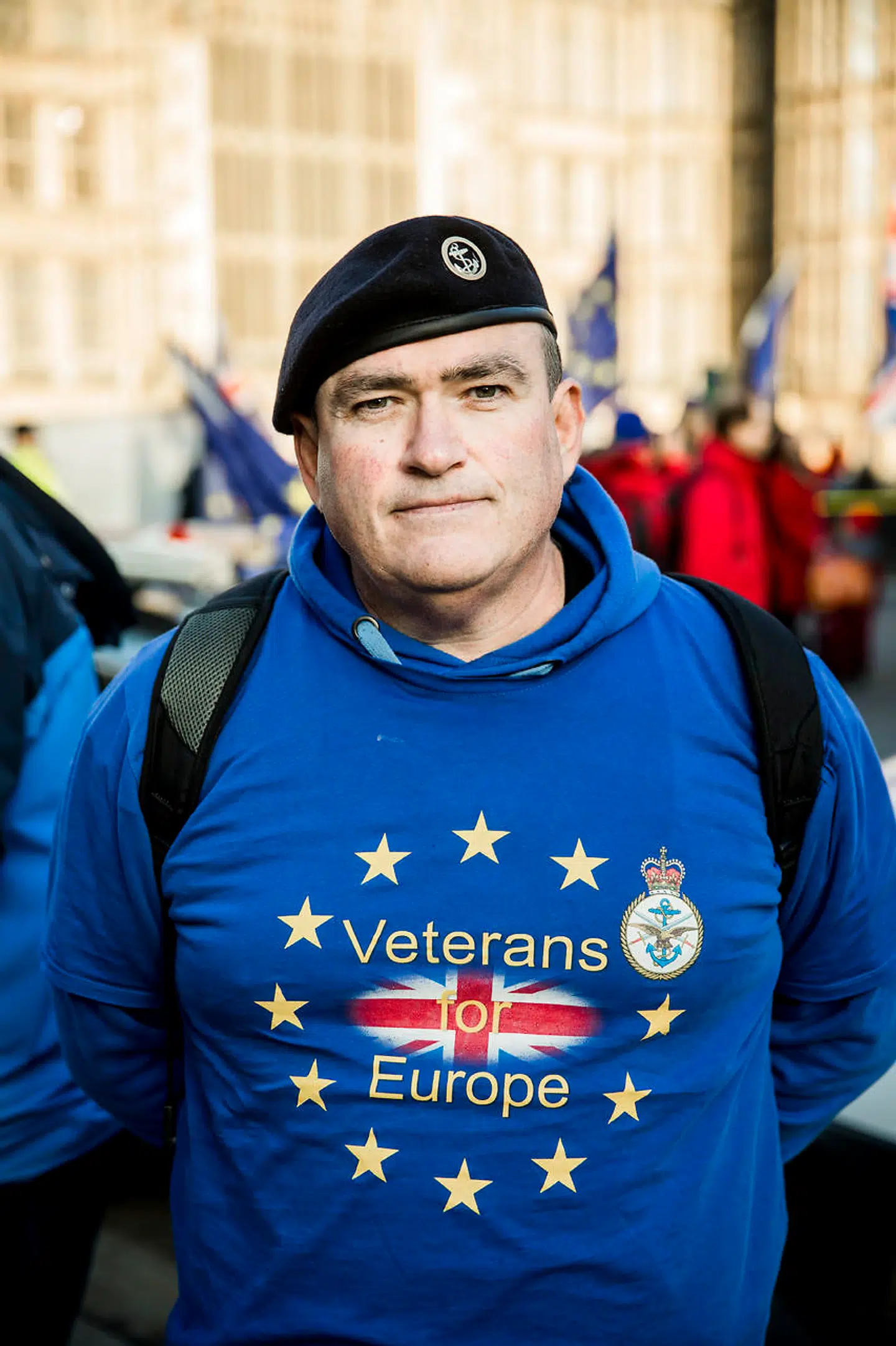 Steve Gavin. Pro EU. Brexit demonstrationer uden for parlamentet i London.