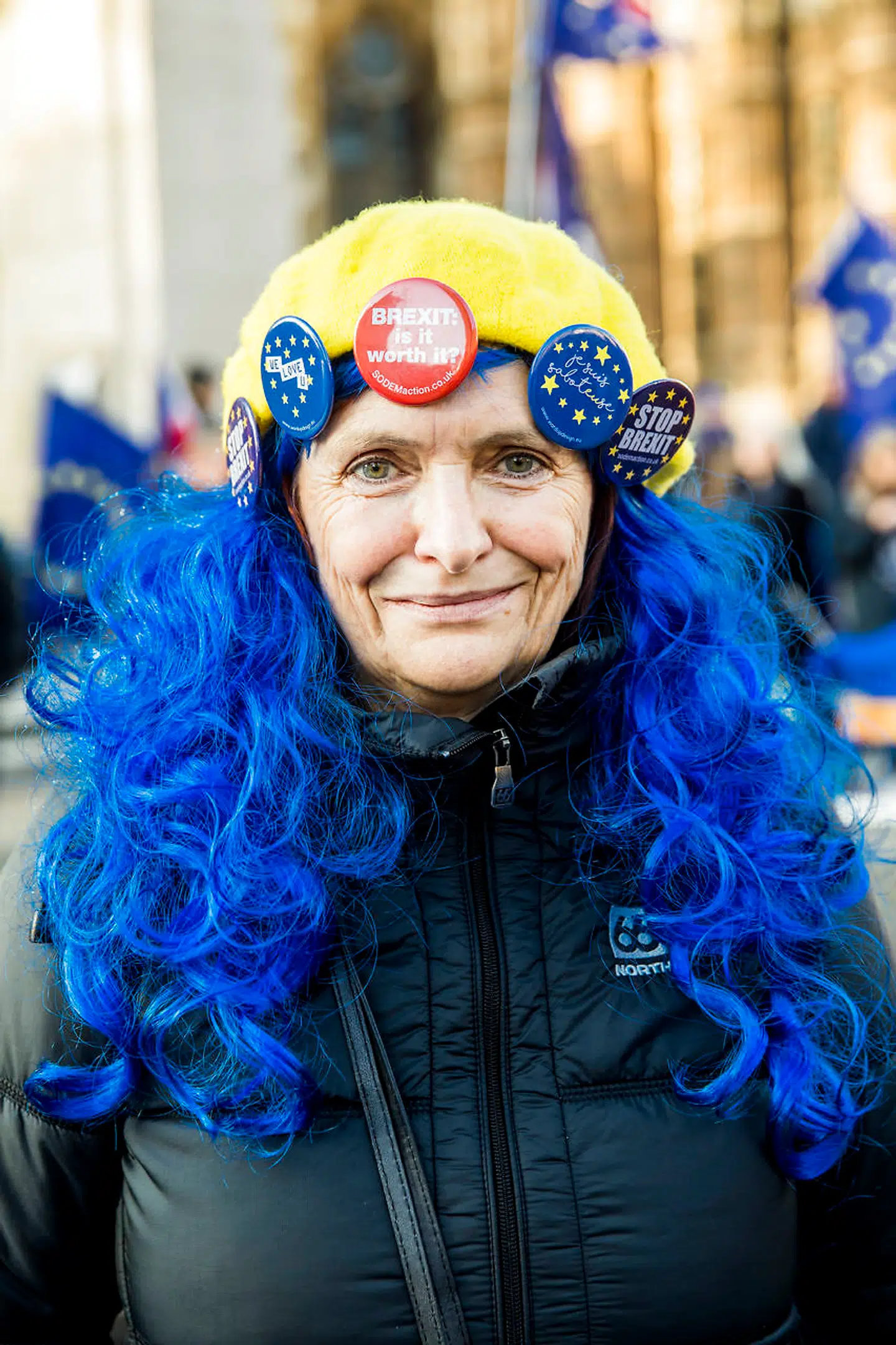 Fiona Cooper. Pro-EU. Brexit demonstrationer uden for parlamentet i London.