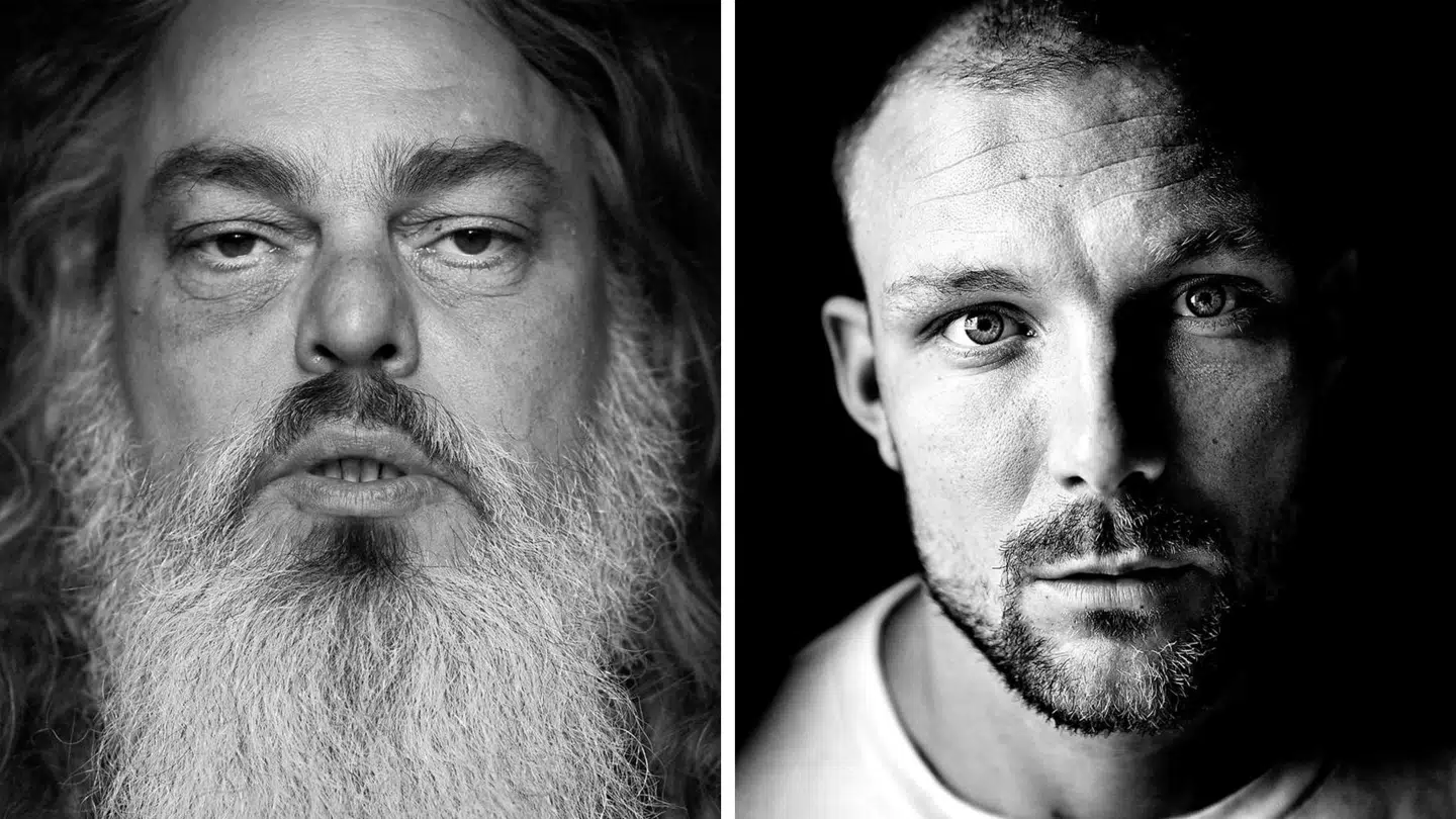 Uffe Lorenzen fra Baby Woodrose og Spids Nøgenhat (venstre), Emil Simonsen fra Suspekt (højre)