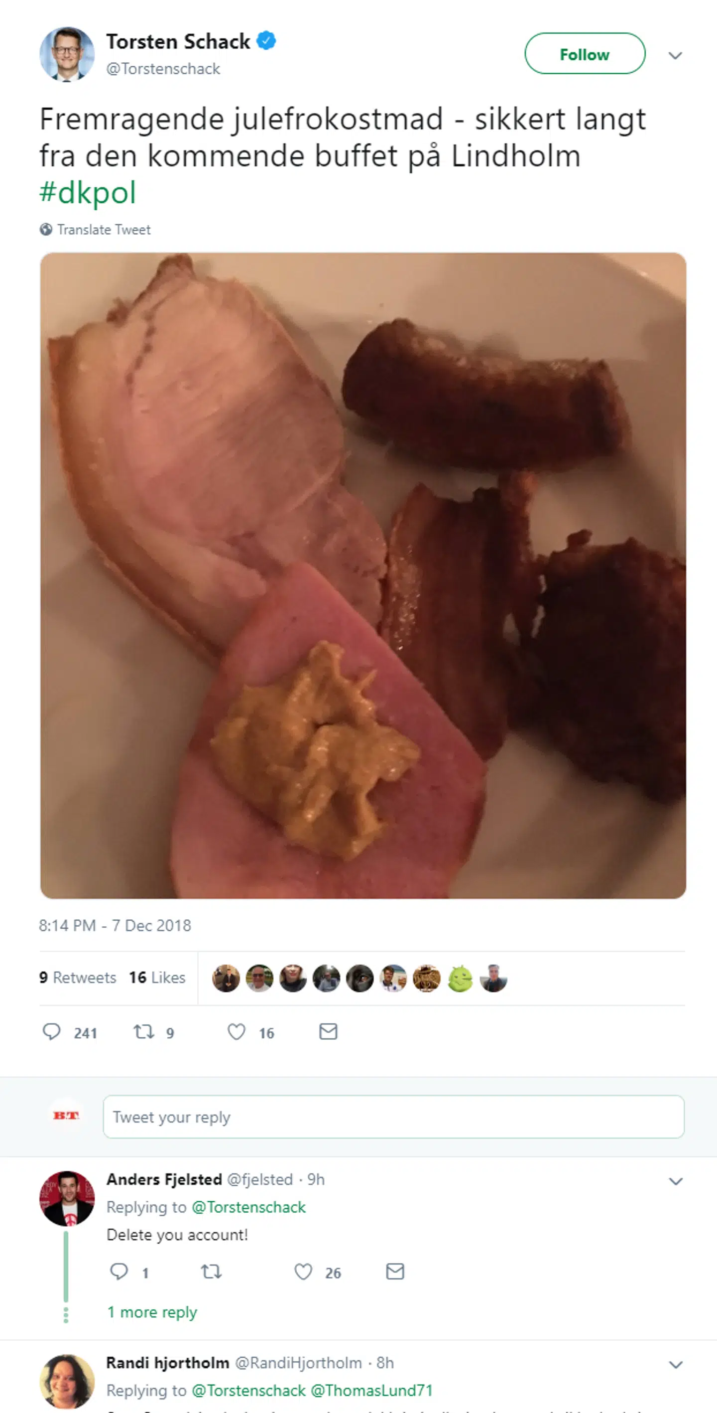 Torsten Schack Pedersen vakte opsigt med et tweet fredag aften. Det er nu slettet fra hans profil.