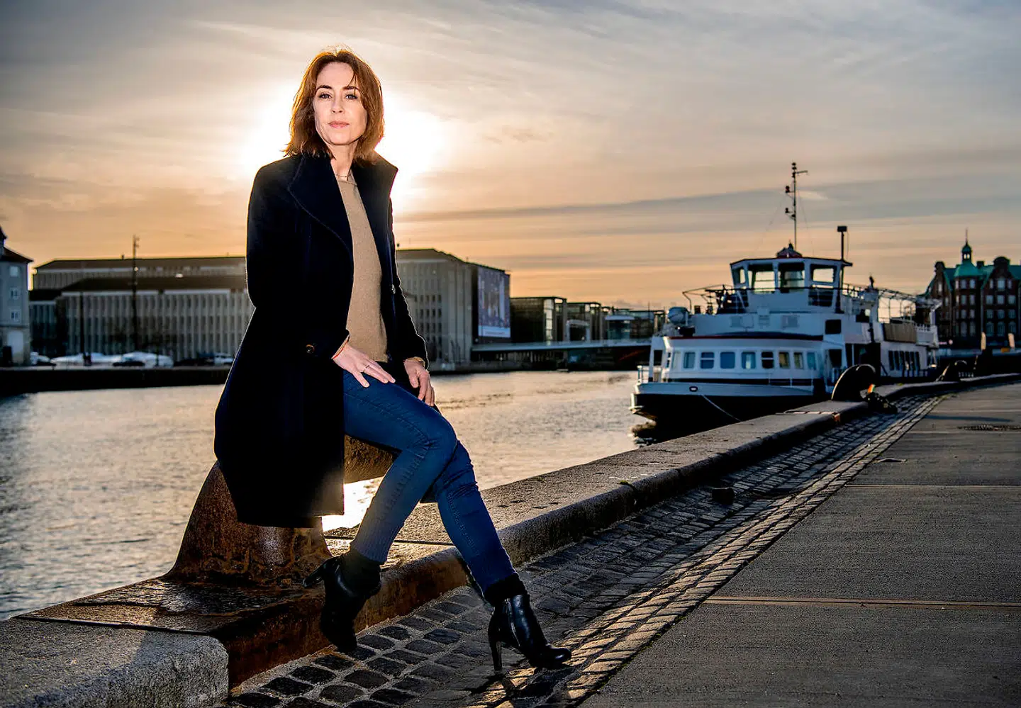 Sofie Gråbøl ved Nyhavn i København.