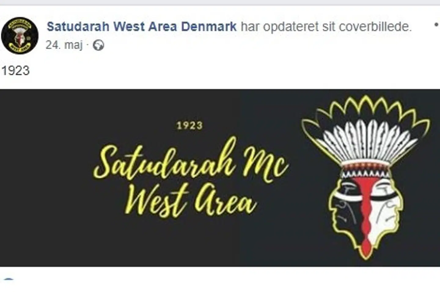 Screendump fra Satudarah West Areas facebookside. Her ses, at tallet 1923 forbindes med gruppen. To af de mænd, som er sigtet for drabet på radiovært Nedim Yasar har en tatovering med tallet. Free
