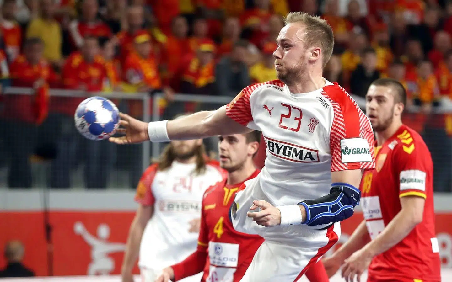 Henrik Toft Hansen i aktion for Danmark ved EM tidligere i år.