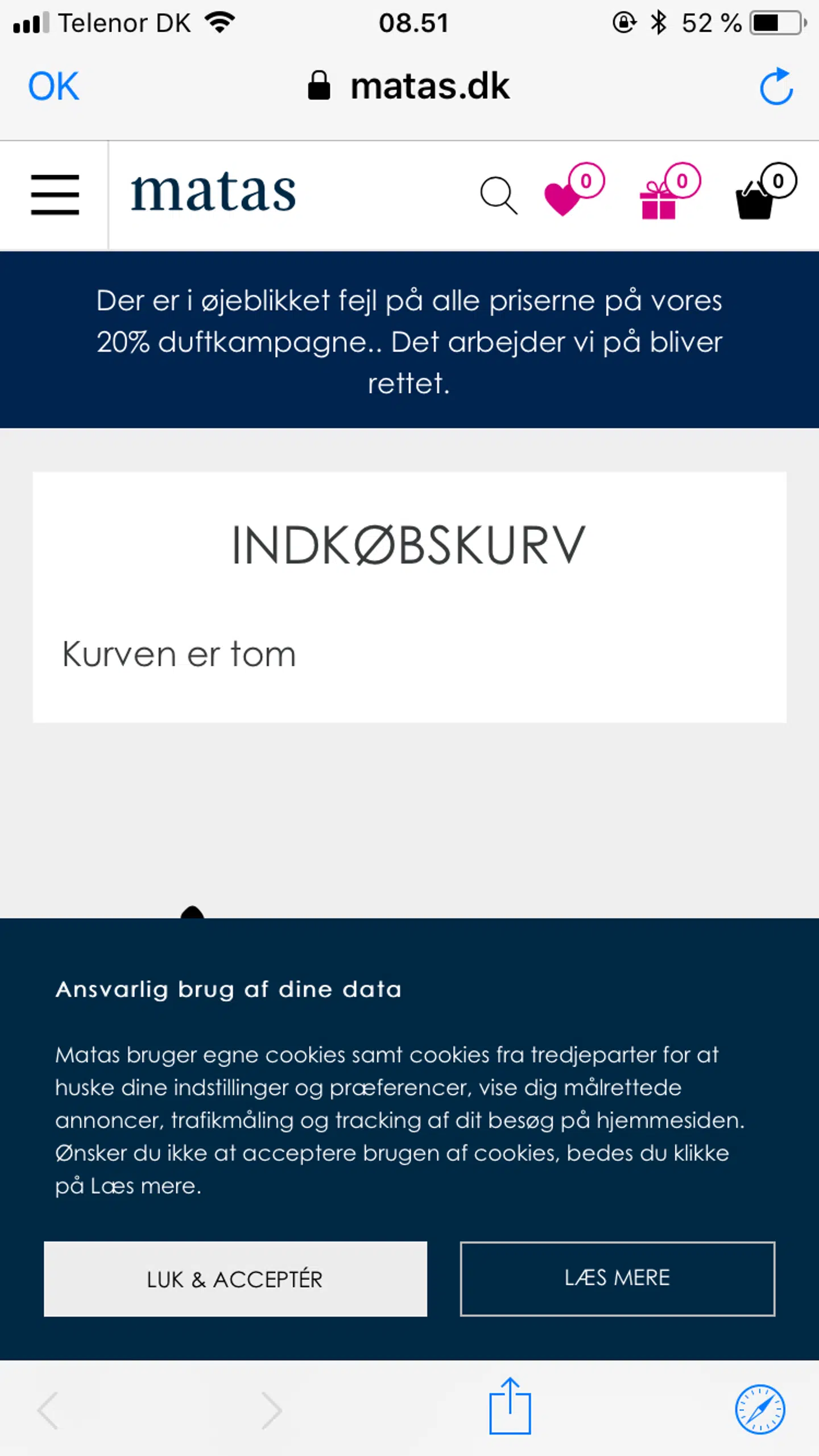 Sådan så det lørdag morgen ud i Matas online medlemsbutik ClubMatas.