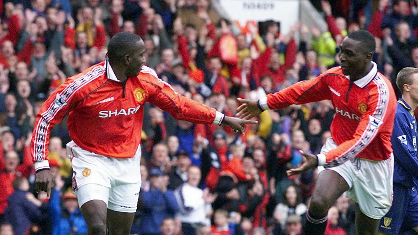 Dwight Yorke og Andy Cole i deres storhedstid i Manchester United i slut-90'erne.