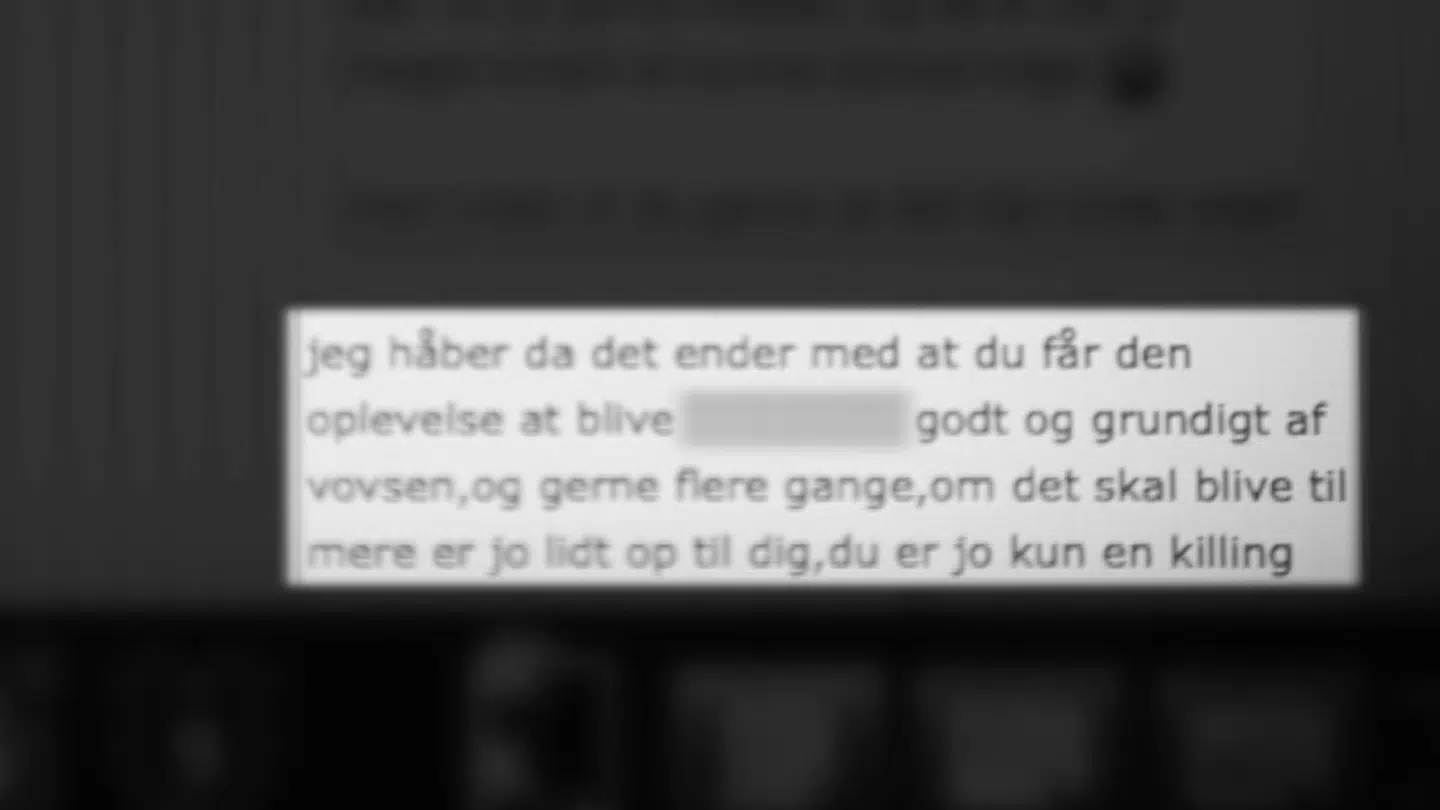 Her kan du se en af chatbeskederne, som redaktionen bag programmet har modtaget af en af mændene på hjemmesiden.