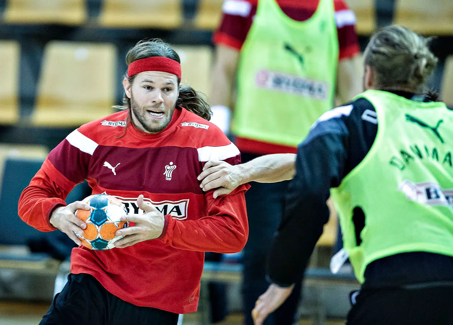 Mikkel Hansen ved herrehåndboldlandsholdets træning på Ceres Arena i Aarhus, mandag 22. oktober 2018.