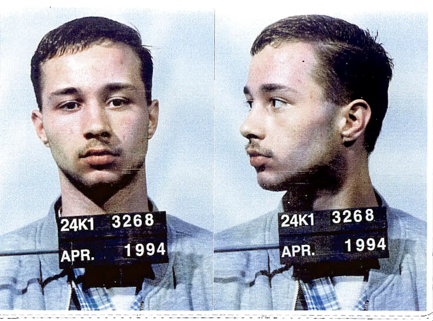 Brian Bo Larsen stjal som seksårig, begik det første væbnede røveri som 13-årig og fik sin første fængselsdom som 15-årig. Brian har siddet inde i mere end 20 år og afsoner lige nu en 7 år lang straf i Østjysk Statsfængsel. Politifoto af den 20-årige Brian. (FOTO:POLITIET)