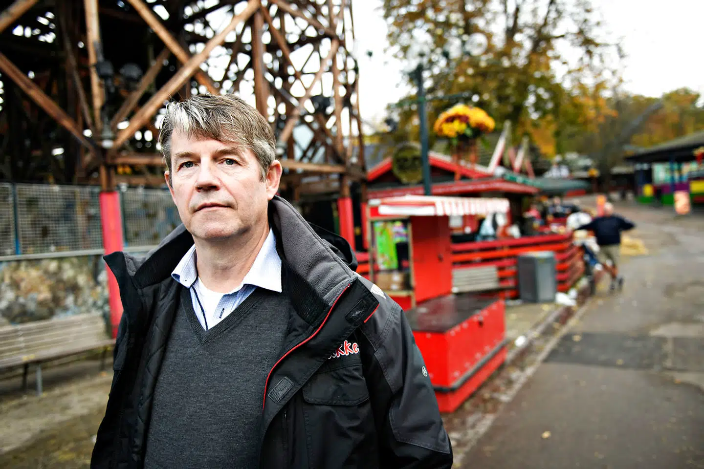 Direktør for Bakken Nils-Erik Winther, dagen efter en brand onsdag aften brød ud i en restaurant i Dyrehavsbakken i Dyrehaven ved Klampenborg nord for København, torsdag den 18. oktober 2018. Foto: Philip Davali/Ritzau Scanpix